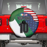 Custom Ireland and United States Spare Tire Cover Shamrocks and American Flag Style