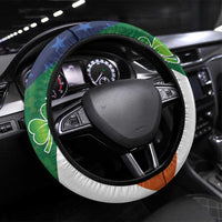 Ireland and United States Steering Wheel Cover Shamrocks and American Flag Style