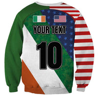 Custom Ireland and United States Sweatshirt Shamrocks and American Flag Style