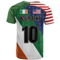 Custom Ireland and United States T Shirt Shamrocks and American Flag Style
