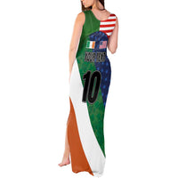 Custom Ireland and United States Tank Maxi Dress Shamrocks and American Flag Style