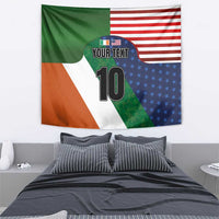 Custom Ireland and United States Tapestry Shamrocks and American Flag Style