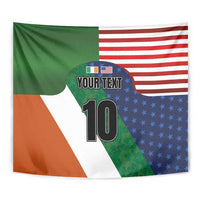 Custom Ireland and United States Tapestry Shamrocks and American Flag Style