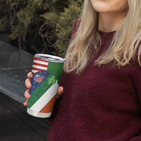 Custom Ireland and United States Tumbler Cup Shamrocks and American Flag Style