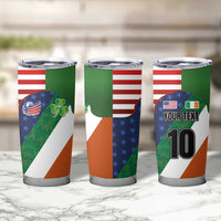 Custom Ireland and United States Tumbler Cup Shamrocks and American Flag Style