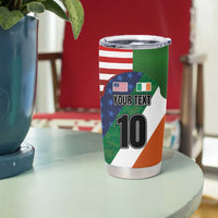Custom Ireland and United States Tumbler Cup Shamrocks and American Flag Style