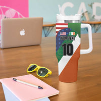 Custom Ireland and United States Tumbler With Handle Shamrocks and American Flag Style
