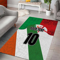 Custom Ireland and England Area Rug Celtic Shanrocks and Roses with Red Cross