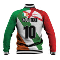 Custom Ireland and England Baseball Jacket Celtic Shanrocks and Roses with Red Cross