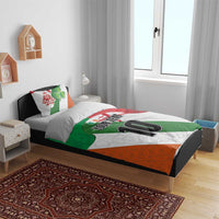 Custom Ireland and England Bedding Set Celtic Shanrocks and Roses with Red Cross