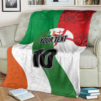 Custom Ireland and England Blanket Celtic Shanrocks and Roses with Red Cross