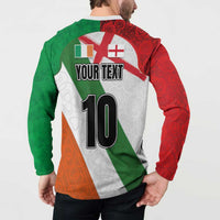 Custom Ireland and England Button Sweatshirt Celtic Shanrocks and Roses with Red Cross