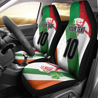 Custom Ireland and England Car Seat Cover Celtic Shanrocks and Roses with Red Cross