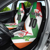 Custom Ireland and England Car Seat Cover Celtic Shanrocks and Roses with Red Cross