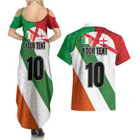 Custom Ireland and England Couples Matching Summer Maxi Dress and Hawaiian Shirt Celtic Shanrocks and Roses with Red Cross