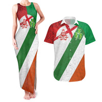 Custom Ireland and England Couples Matching Tank Maxi Dress and Hawaiian Shirt Celtic Shanrocks and Roses with Red Cross