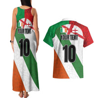 Custom Ireland and England Couples Matching Tank Maxi Dress and Hawaiian Shirt Celtic Shanrocks and Roses with Red Cross