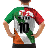 Custom Ireland and England Family Matching Mermaid Dress and Hawaiian Shirt Celtic Shanrocks and Roses with Red Cross