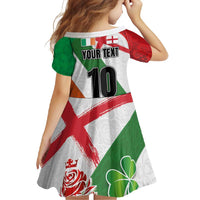 Custom Ireland and England Family Matching Mermaid Dress and Hawaiian Shirt Celtic Shanrocks and Roses with Red Cross