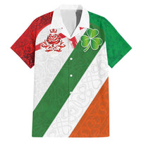 Custom Ireland and England Family Matching Mermaid Dress and Hawaiian Shirt Celtic Shanrocks and Roses with Red Cross