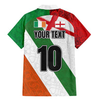 Custom Ireland and England Family Matching Mermaid Dress and Hawaiian Shirt Celtic Shanrocks and Roses with Red Cross