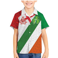 Custom Ireland and England Family Matching Mermaid Dress and Hawaiian Shirt Celtic Shanrocks and Roses with Red Cross