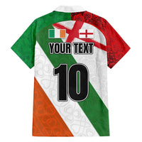 Custom Ireland and England Family Matching Tank Maxi Dress and Hawaiian Shirt Celtic Shanrocks and Roses with Red Cross