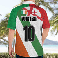 Custom Ireland and England Hawaiian Shirt Celtic Shanrocks and Roses with Red Cross