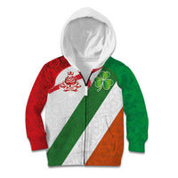 Custom Ireland and England Kid Hoodie Celtic Shanrocks and Roses with Red Cross