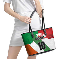 Custom Ireland and England Leather Tote Bag Celtic Shanrocks and Roses with Red Cross