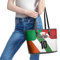 Custom Ireland and England Leather Tote Bag Celtic Shanrocks and Roses with Red Cross