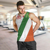 Custom Ireland and England Men Tank Top Celtic Shanrocks and Roses with Red Cross