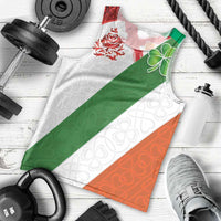 Custom Ireland and England Men Tank Top Celtic Shanrocks and Roses with Red Cross