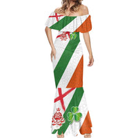 Custom Ireland and England Mermaid Dress Celtic Shanrocks and Roses with Red Cross