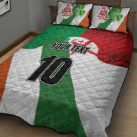 Custom Ireland and England Quilt Bed Set Celtic Shanrocks and Roses with Red Cross