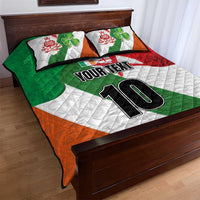 Custom Ireland and England Quilt Bed Set Celtic Shanrocks and Roses with Red Cross