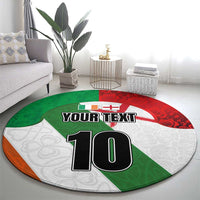 Custom Ireland and England Round Carpet Celtic Shanrocks and Roses with Red Cross