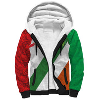 Custom Ireland and England Sherpa Hoodie Celtic Shanrocks and Roses with Red Cross