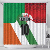 Custom Ireland and England Shower Curtain Celtic Shanrocks and Roses with Red Cross