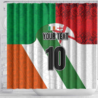 Custom Ireland and England Shower Curtain Celtic Shanrocks and Roses with Red Cross
