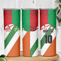 Custom Ireland and England Skinny Tumbler Celtic Shanrocks and Roses with Red Cross