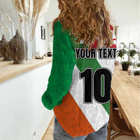 Custom Ireland and England Women Casual Shirt Celtic Shanrocks and Roses with Red Cross