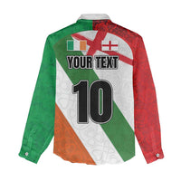 Custom Ireland and England Women Casual Shirt Celtic Shanrocks and Roses with Red Cross