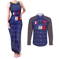 Custom France Rugby-Le XV de France Couples Matching Tank Maxi Dress and Long Sleeve Button Shirt Go Les Bleus