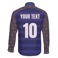 Custom France Rugby-Le XV de France Family Matching Off The Shoulder Long Sleeve Dress and Hawaiian Shirt Go Les Bleus