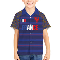 Custom France Rugby-Le XV de France Family Matching Off The Shoulder Long Sleeve Dress and Hawaiian Shirt Go Les Bleus