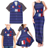 Custom France Rugby-Le XV de France Family Matching Tank Maxi Dress and Hawaiian Shirt Go Les Bleus