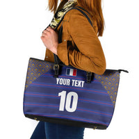 Custom France Rugby-Le XV de France Leather Tote Bag Go Les Bleus