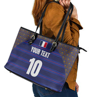 Custom France Rugby-Le XV de France Leather Tote Bag Go Les Bleus