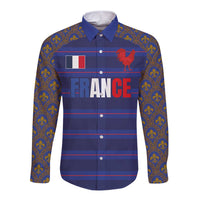 Custom France Rugby-Le XV de France Long Sleeve Button Shirt Go Les Bleus
